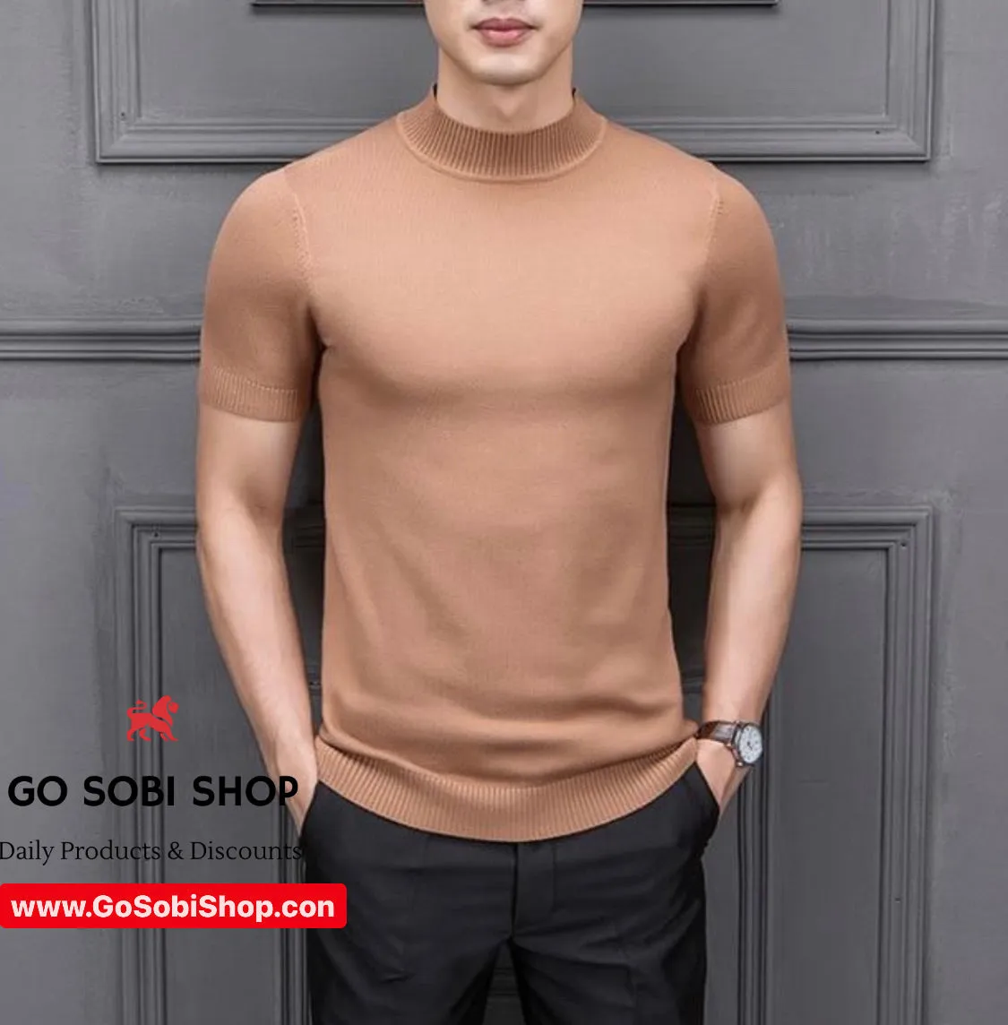 Men's short sleeve turtleneck t-shirt