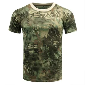 Mens Summer Mesh Quick-drying Printed O-neck Short Sleeve Casual Sport T-shirt