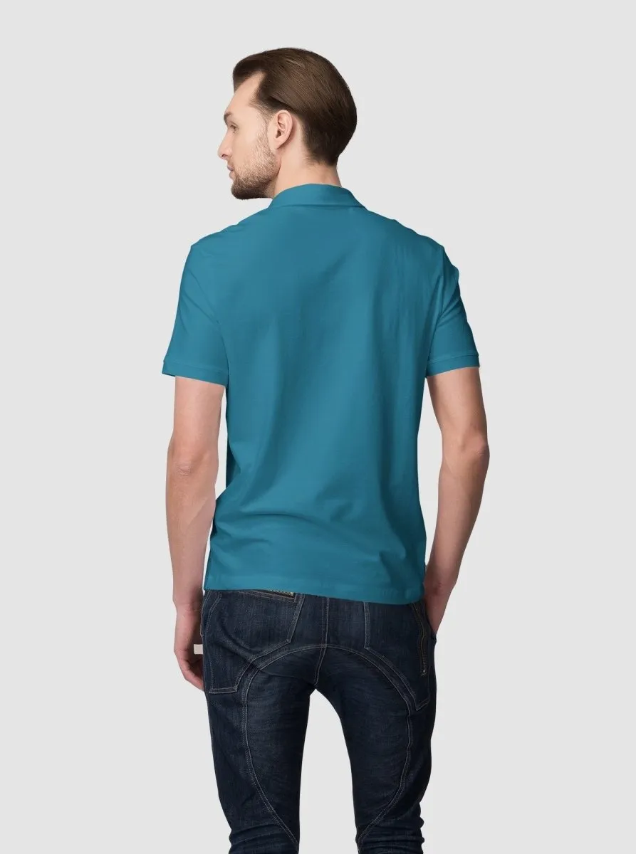 Men's Sustainable Polo T-Shirt | 100% Supima Cotton (Blue Lagoon)