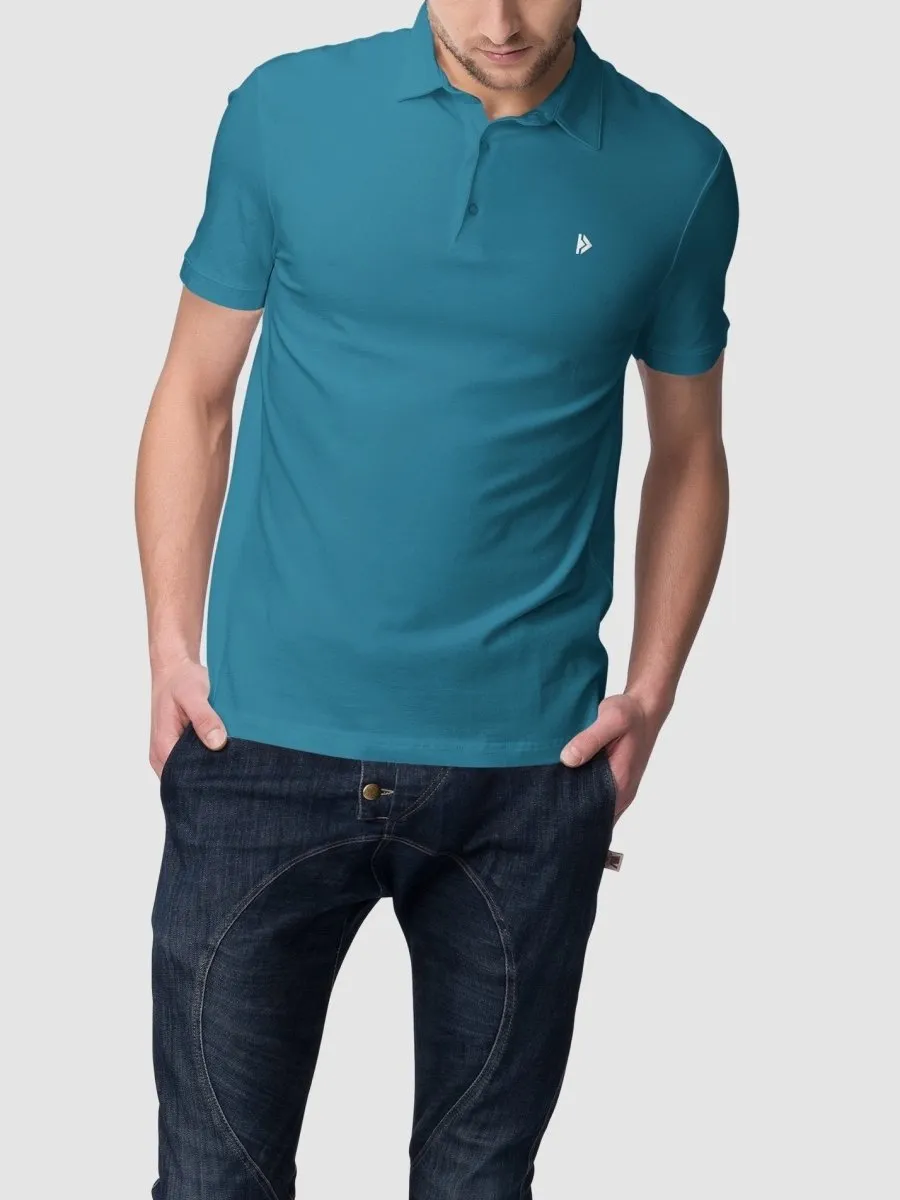 Men's Sustainable Polo T-Shirt | 100% Supima Cotton (Blue Lagoon)