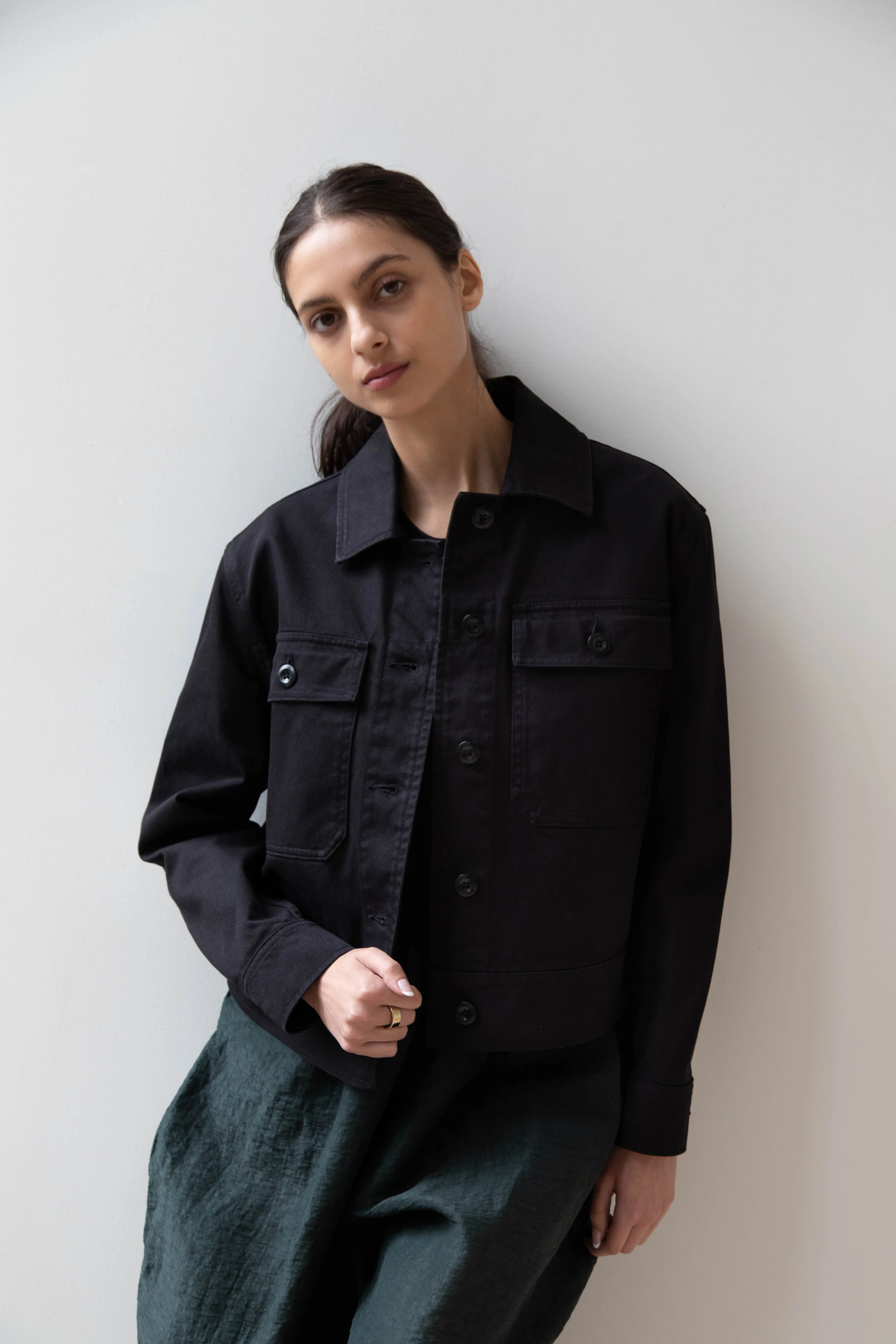 MHL | Cropped Jacket in Black Cotton