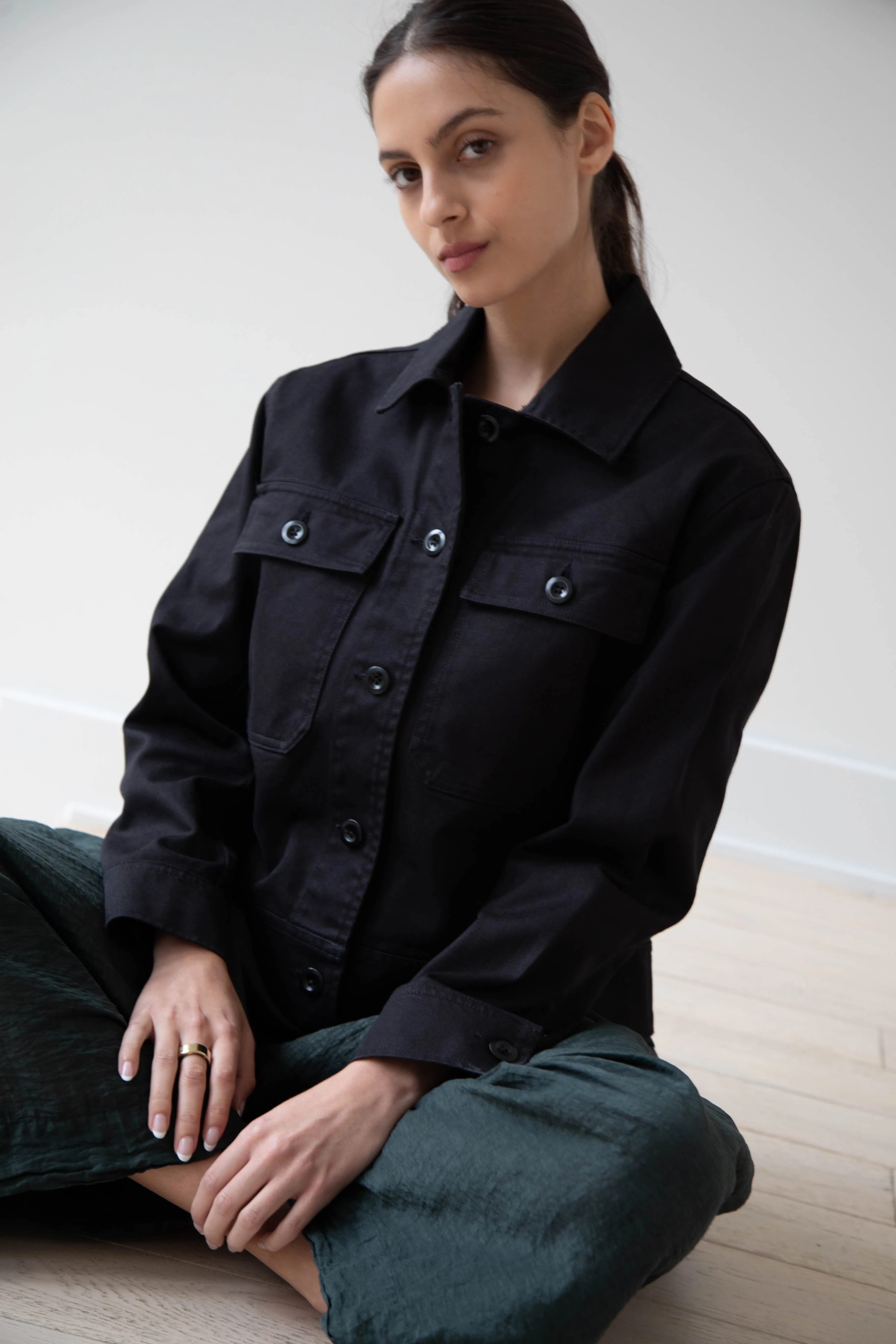 MHL | Cropped Jacket in Black Cotton