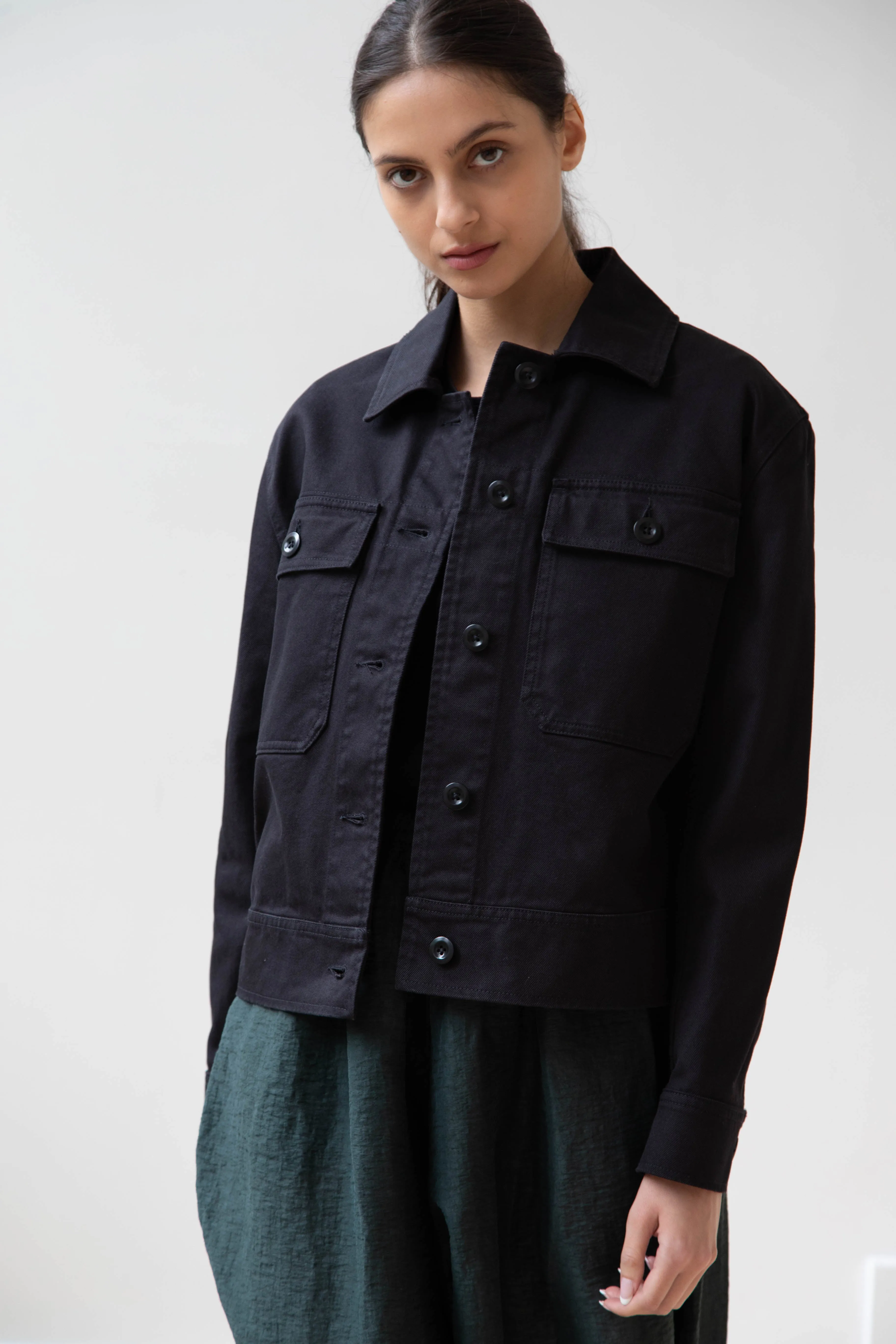 MHL | Cropped Jacket in Black Cotton