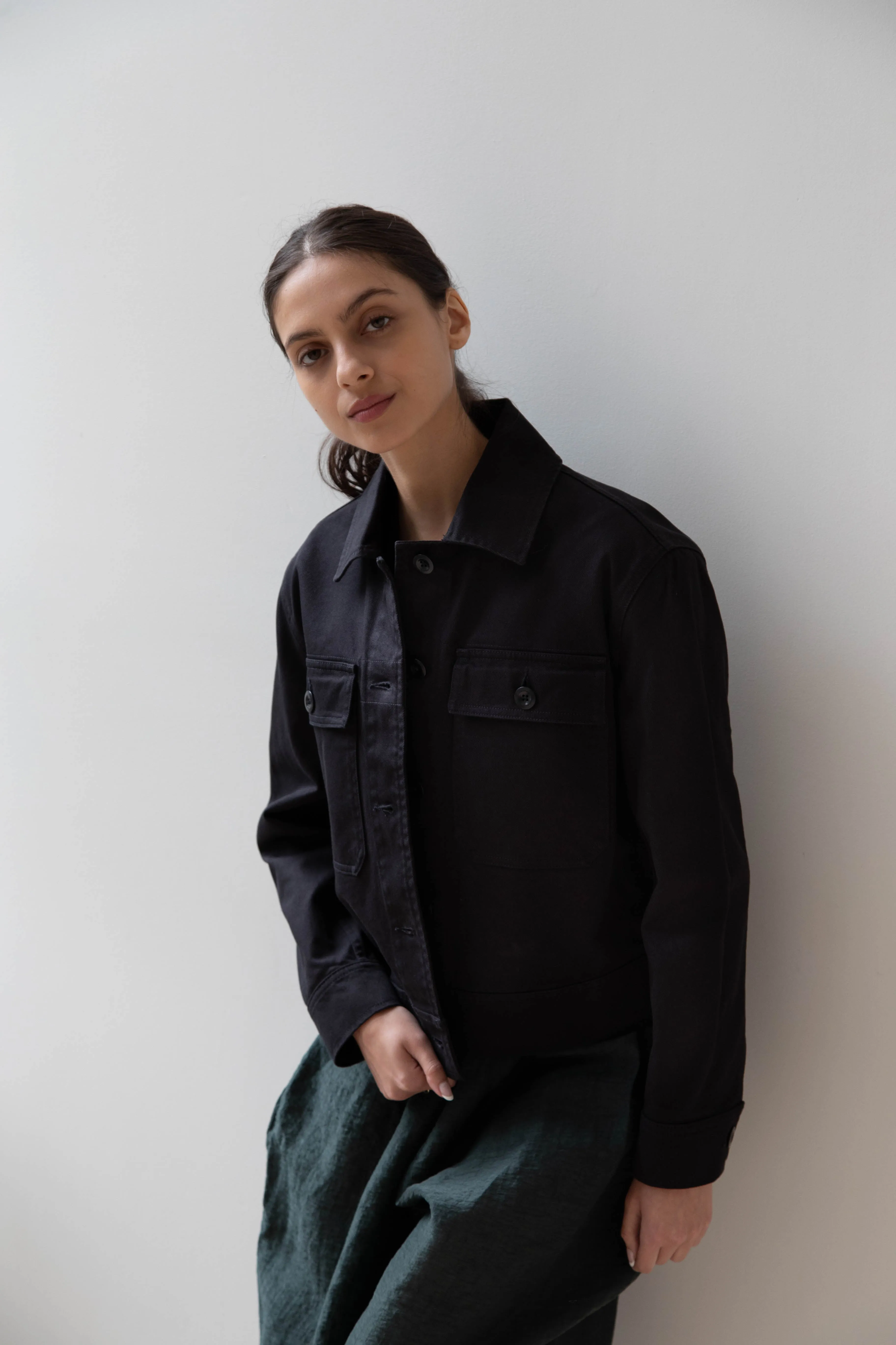 MHL | Cropped Jacket in Black Cotton