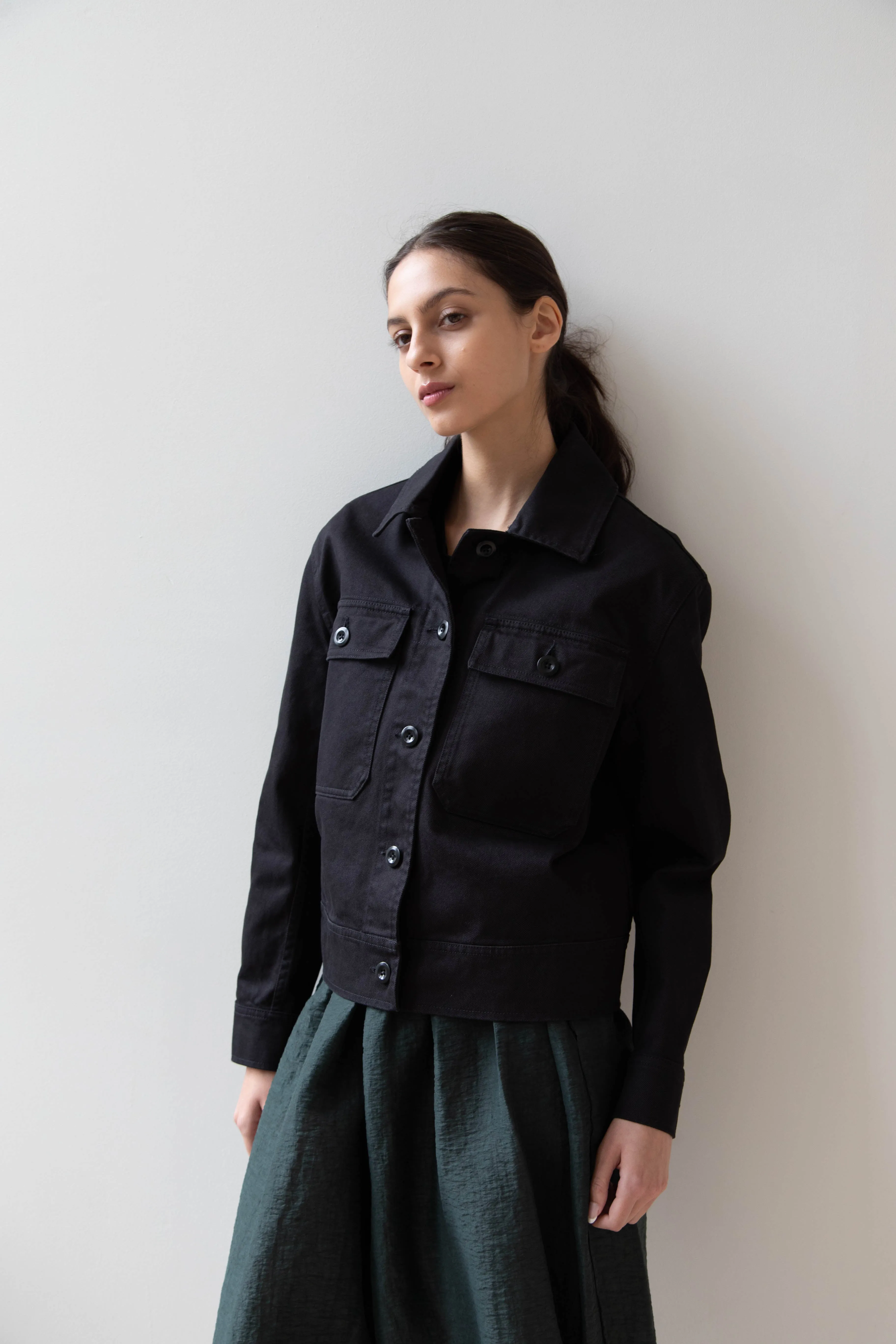 MHL | Cropped Jacket in Black Cotton