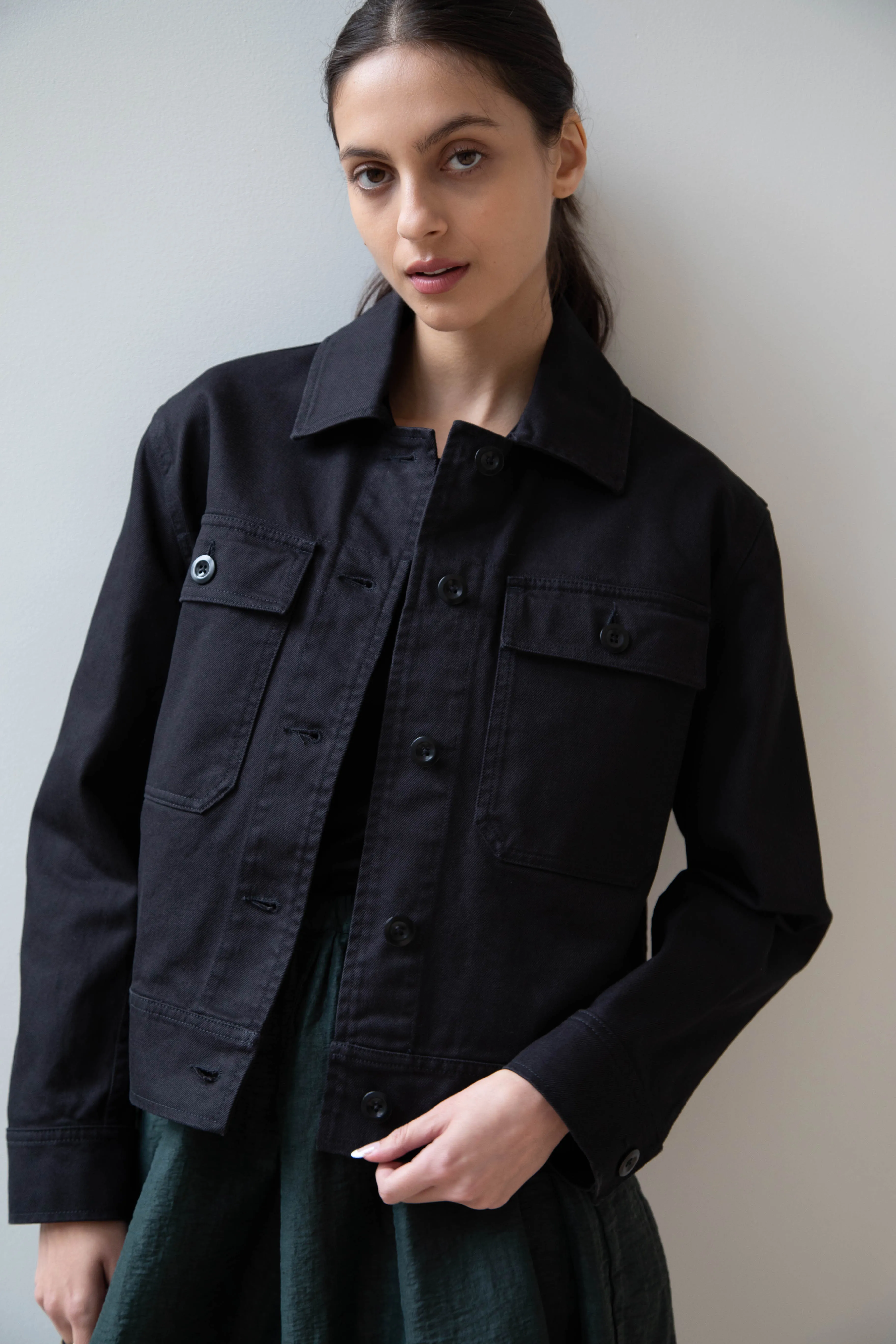 MHL | Cropped Jacket in Black Cotton