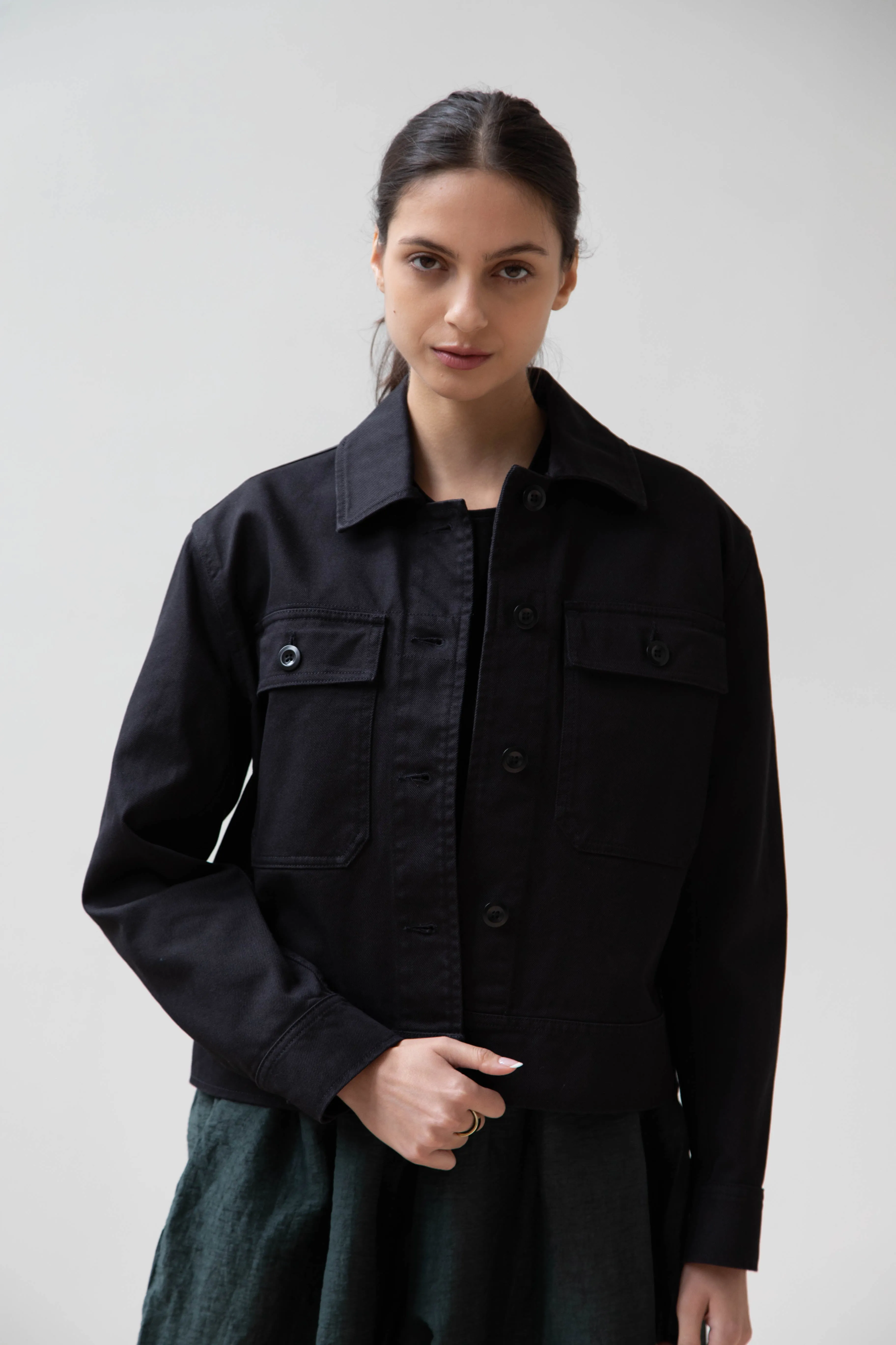 MHL | Cropped Jacket in Black Cotton