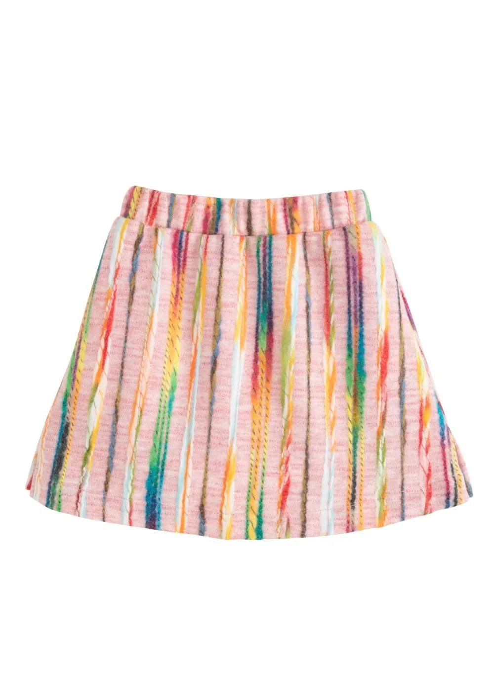 Mini Skirt - Pink Multi Stripe Wool