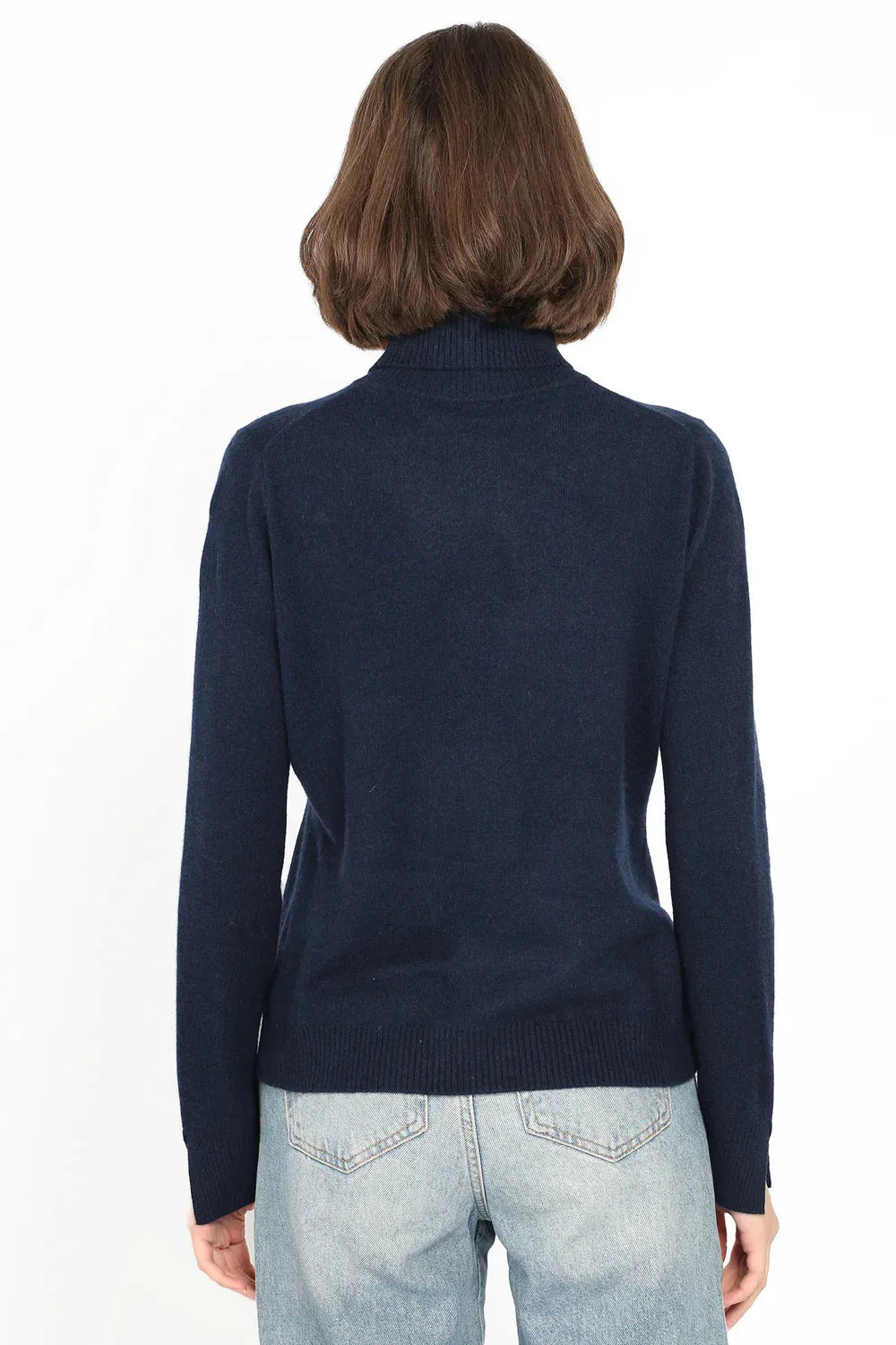 Minnie Rose Cashmere Turtle -Neck, Navy