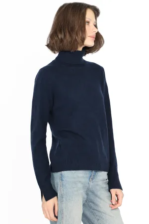 Minnie Rose Cashmere Turtle -Neck, Navy