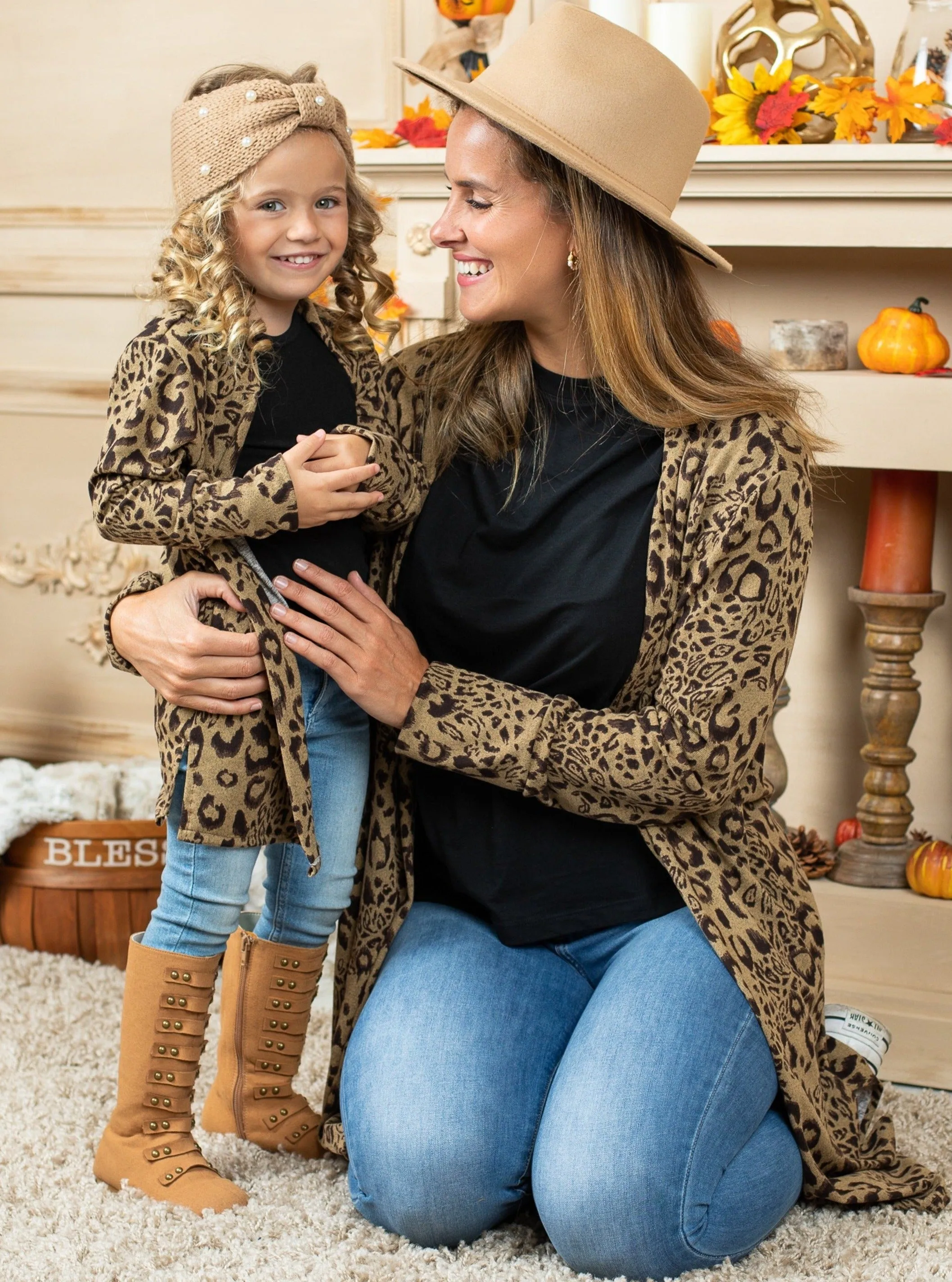 Mommy and Me Snuggly Oversized Leopard Cardigan