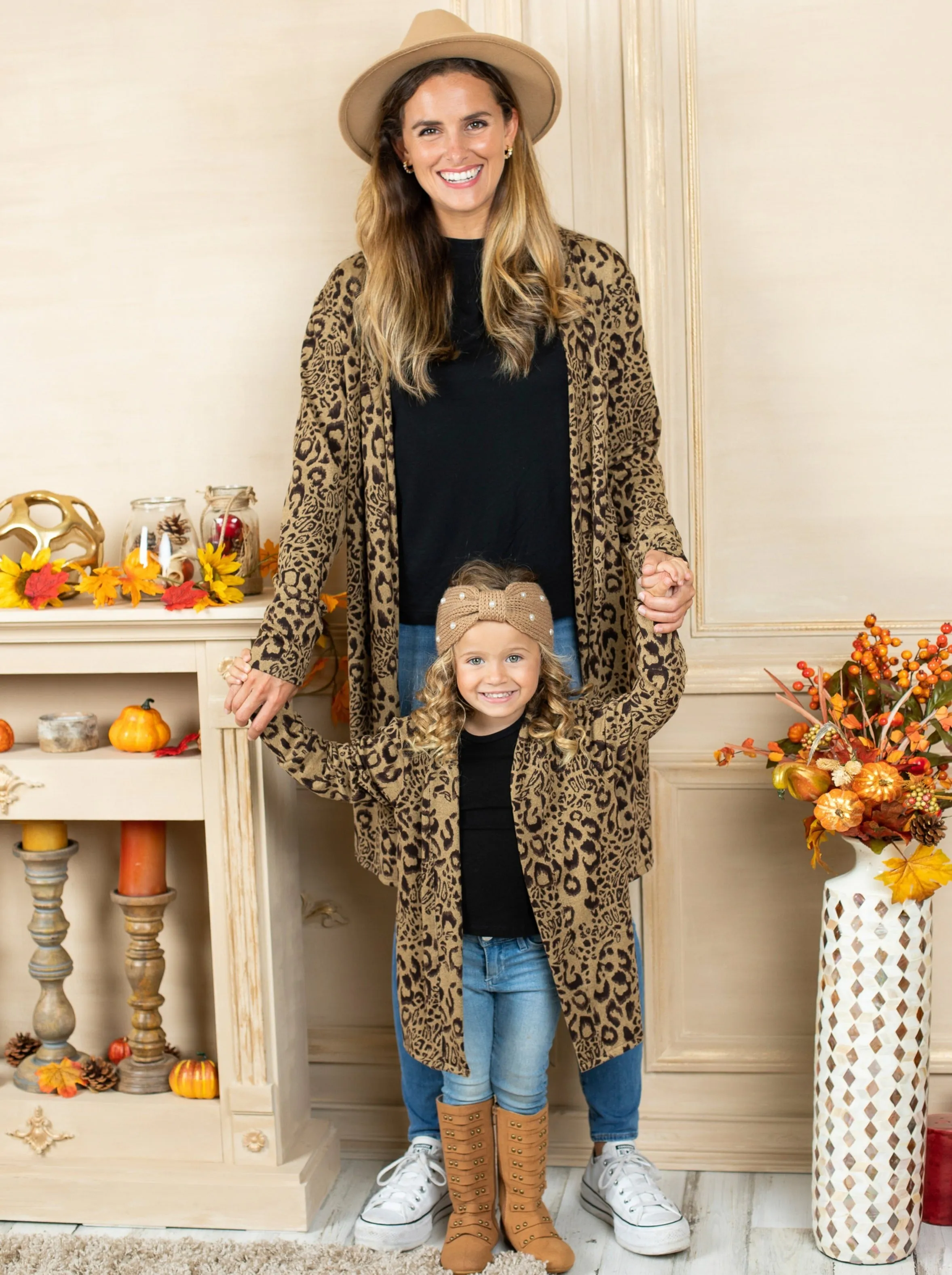 Mommy and Me Snuggly Oversized Leopard Cardigan