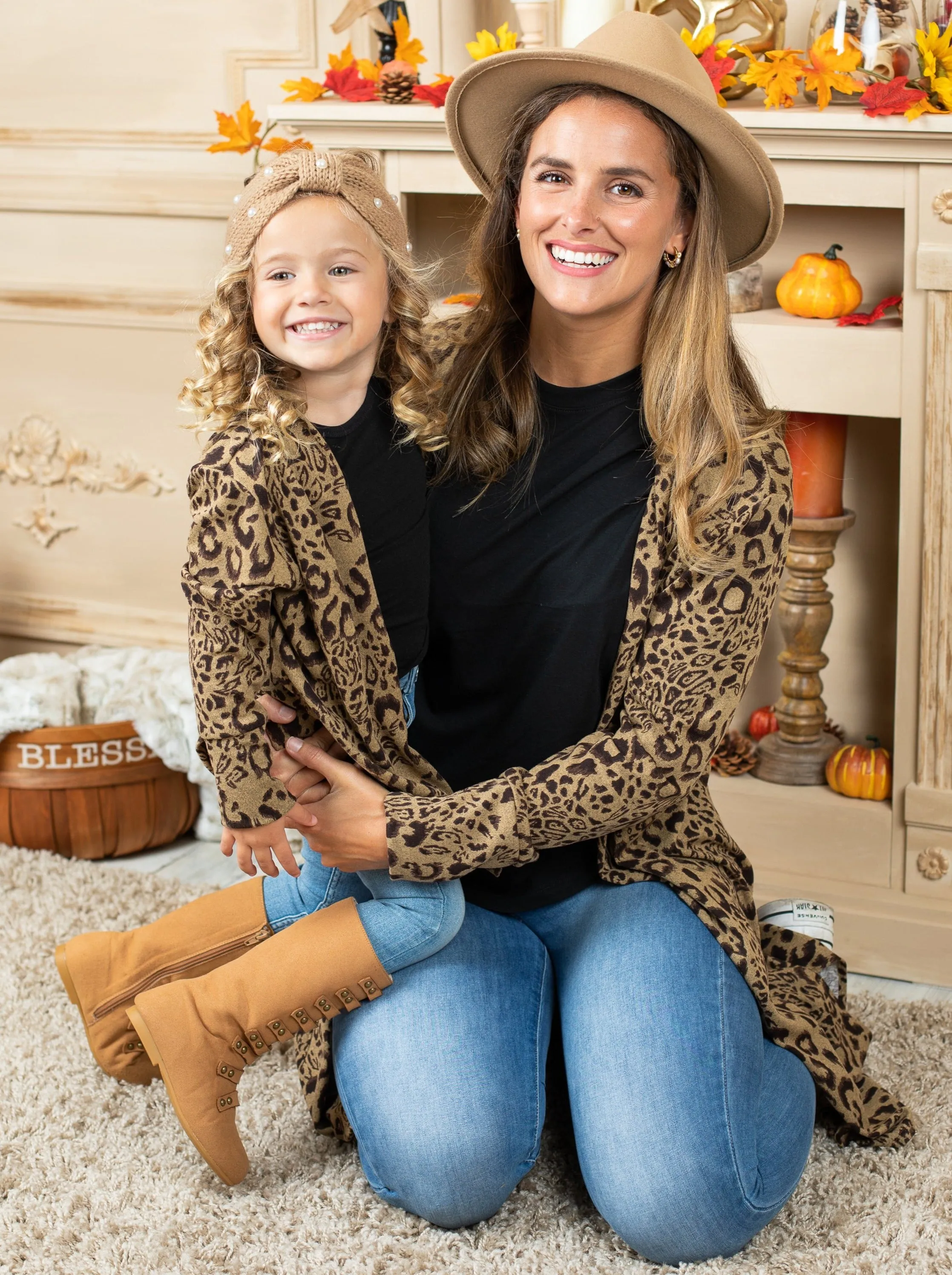 Mommy and Me Snuggly Oversized Leopard Cardigan