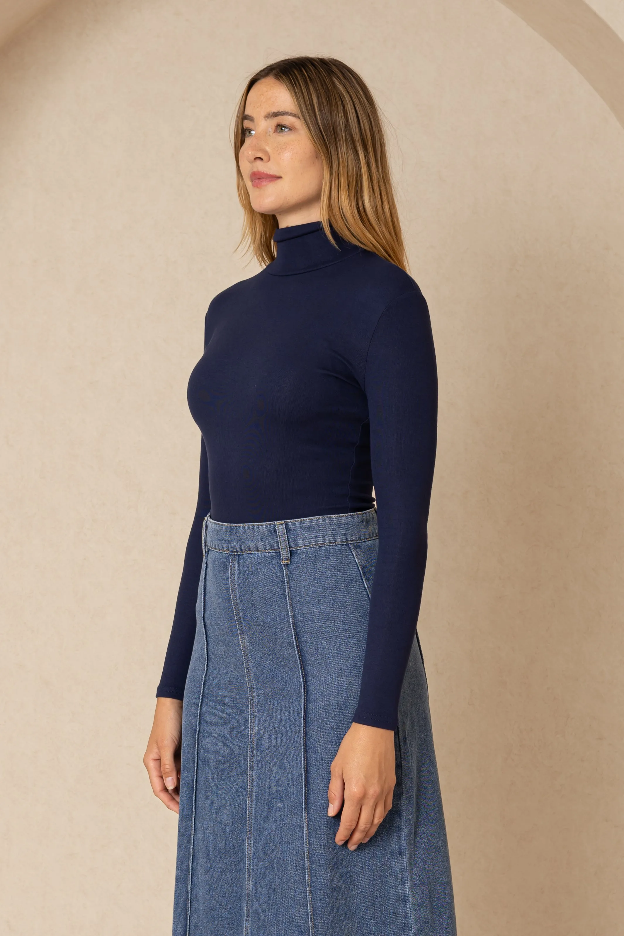 Navy Solid Turtleneck