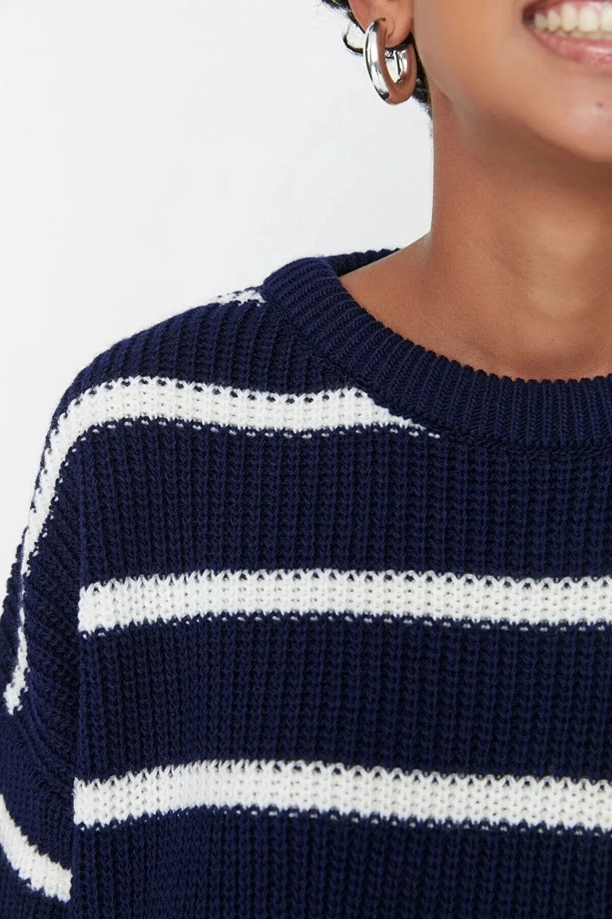 Navy striped sweater top