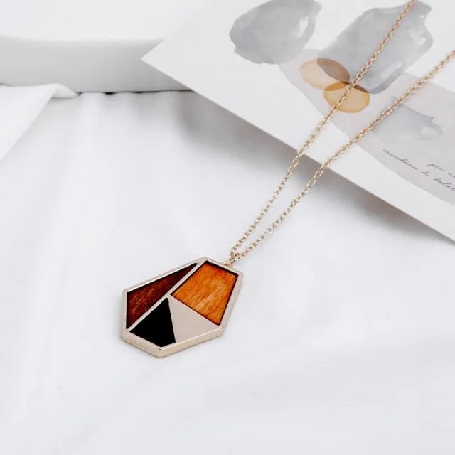 Necklaces Charm Jewelry Acrylic Wooden Geometric Fashion SMT260