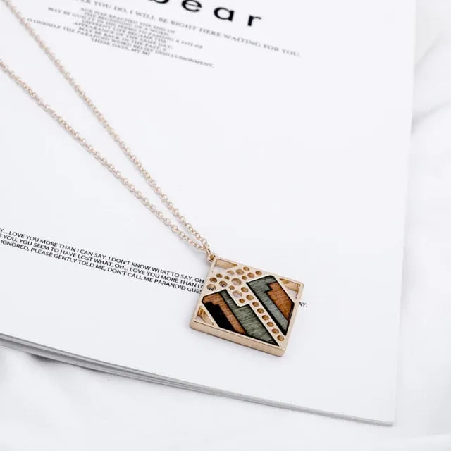 Necklaces Charm Jewelry Acrylic Wooden Geometric Fashion SMT260