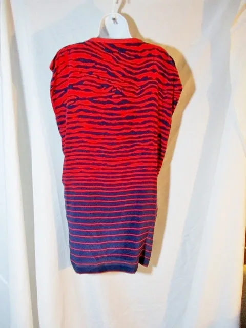 NEW ALEXANDER MCQUEEN TIGER ZEBRA STRIPE SILK Shift Dress 42 M RED BLUE