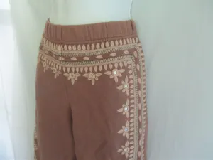 NEW FREE PEOPLE ONE THREE WISHES EMBROIDERED Balloon SweatPant BROWN L