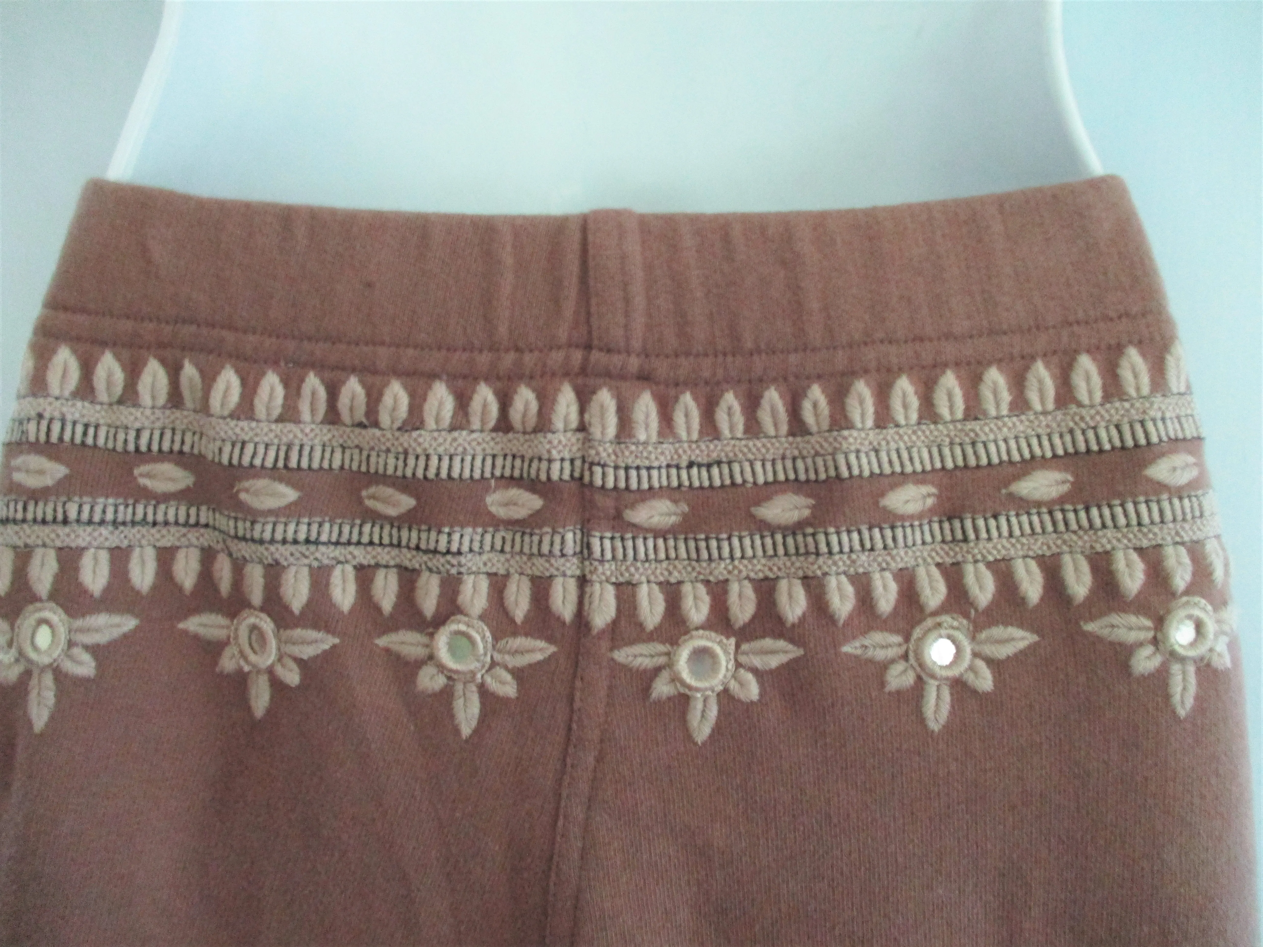 NEW FREE PEOPLE ONE THREE WISHES EMBROIDERED Balloon SweatPant BROWN L