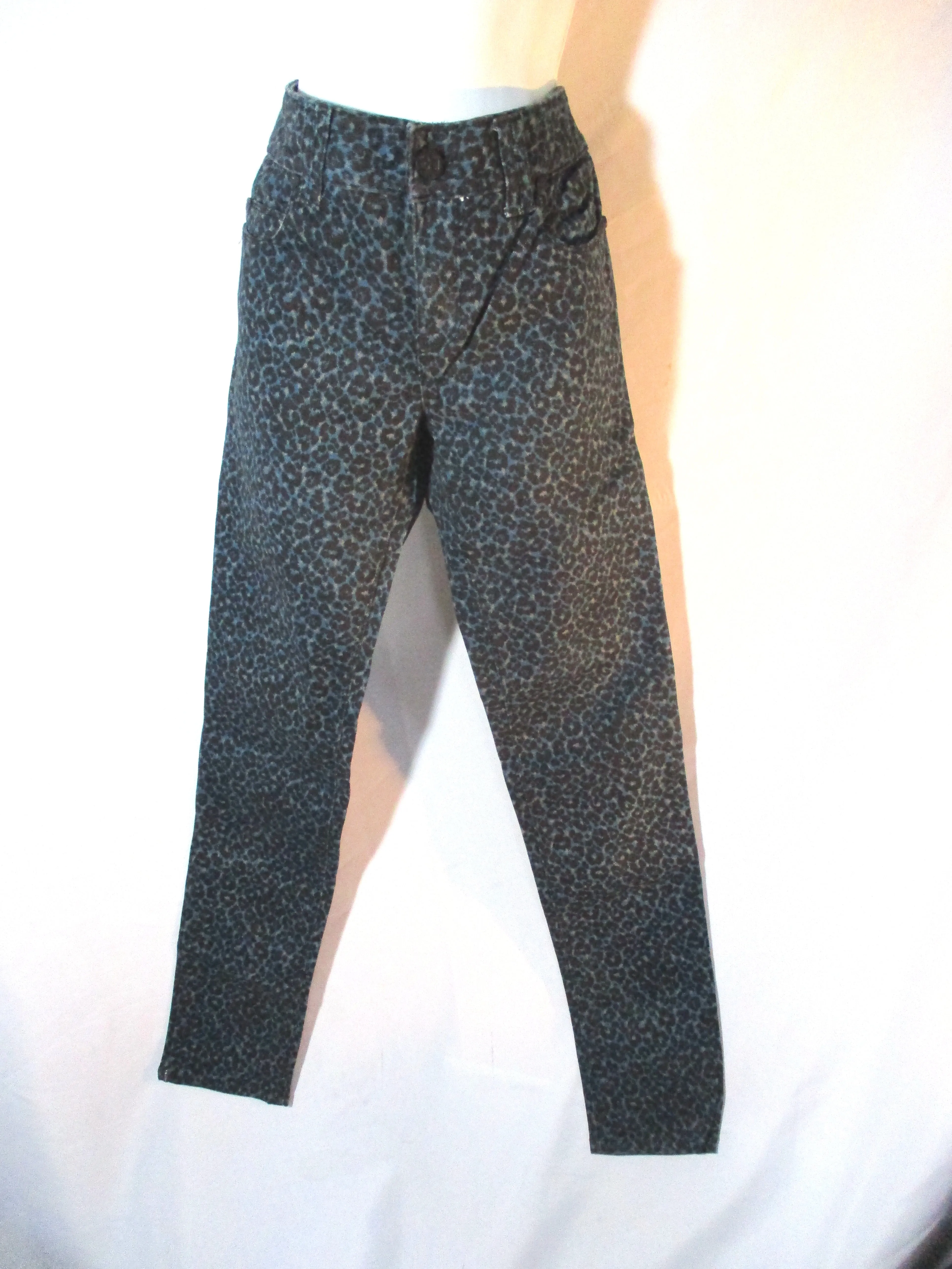 NEW SILENCE   NOISE SKINNY TWIG BLUE LEOPARD Jean Pant 29 CHEETAH