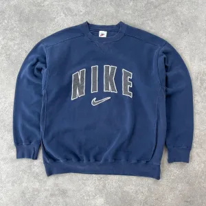 Nike RARE 1990s heavyweight embroidered spellout sweatshirt (L)