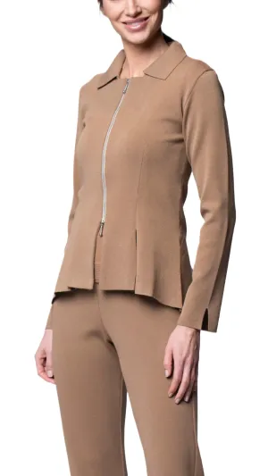 Nikkie Flat-Knit Zip Jacket - Mocha