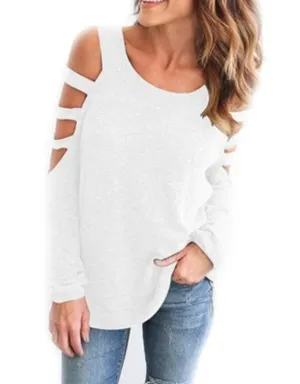 Open Shoulder Long Sleeve Casual Top