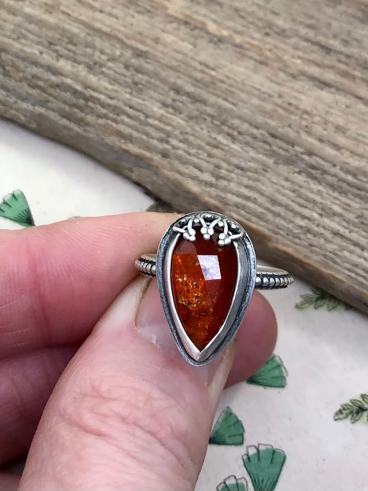 Orange Kyanite Crown Ring