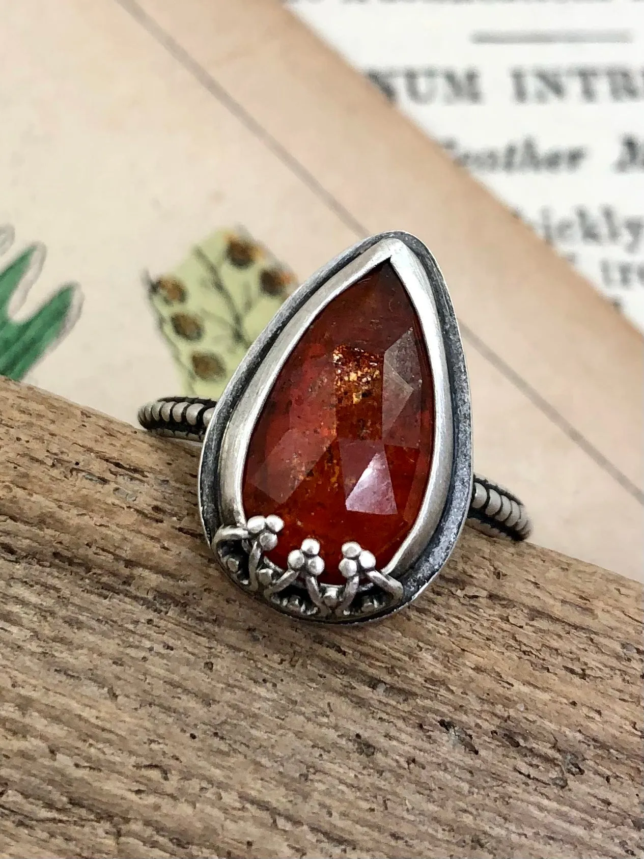 Orange Kyanite Crown Ring