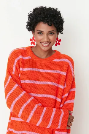 Orange striped sweater top