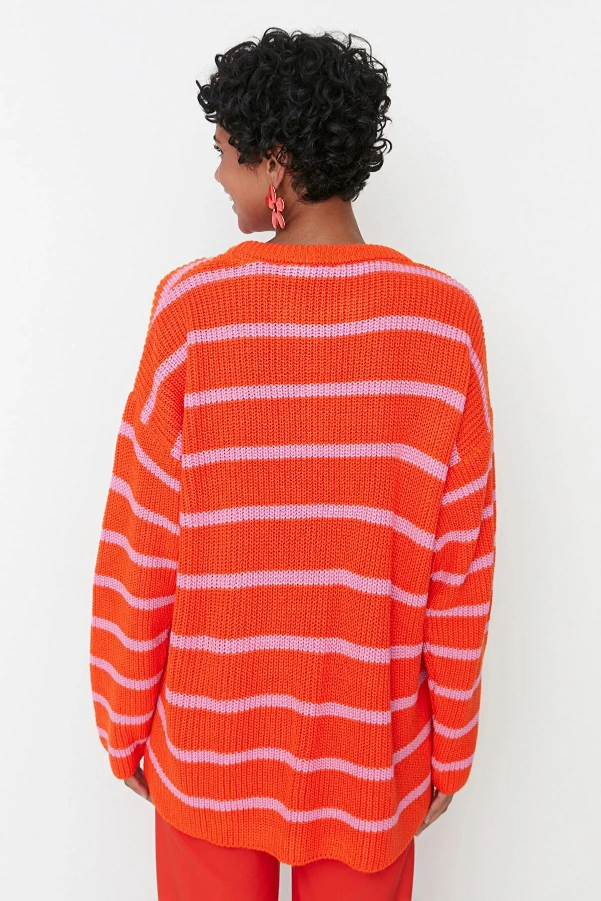 Orange striped sweater top