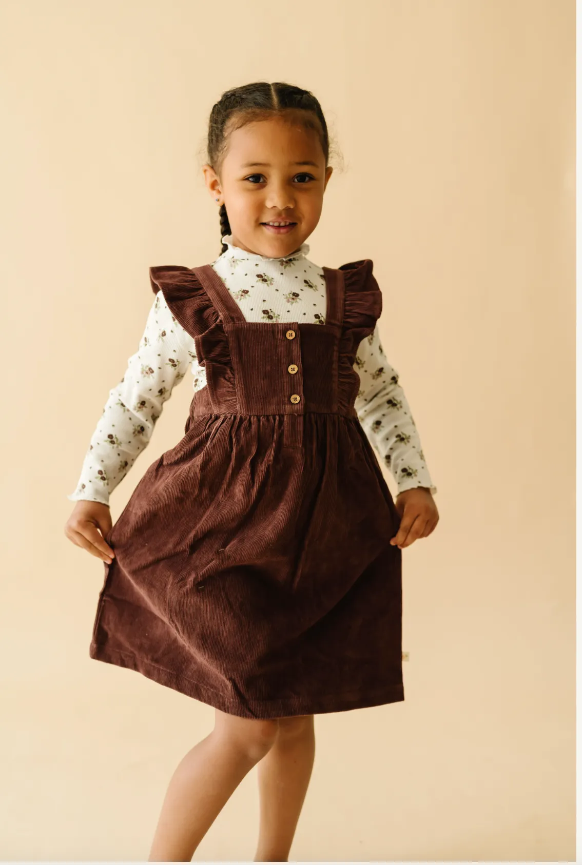 Organic Corduroy Ruffle Dress | Plum