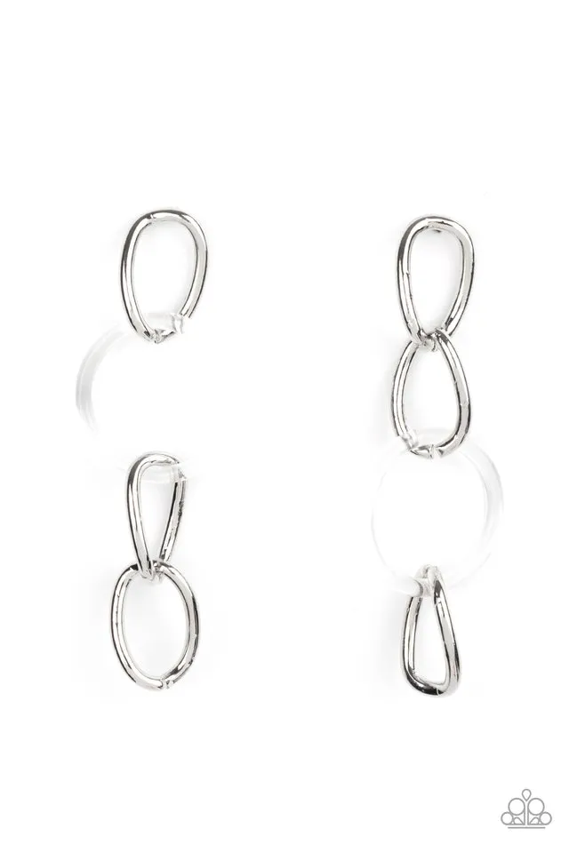 Paparazzi Earring ~ Talk In Circles - White