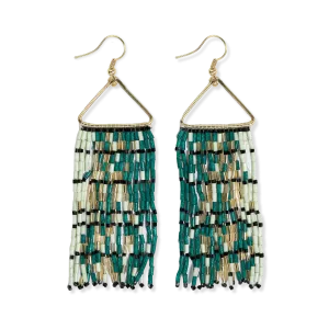 Patricia Mixed Luxe Bead Gradient Fringe Earrings Emerald