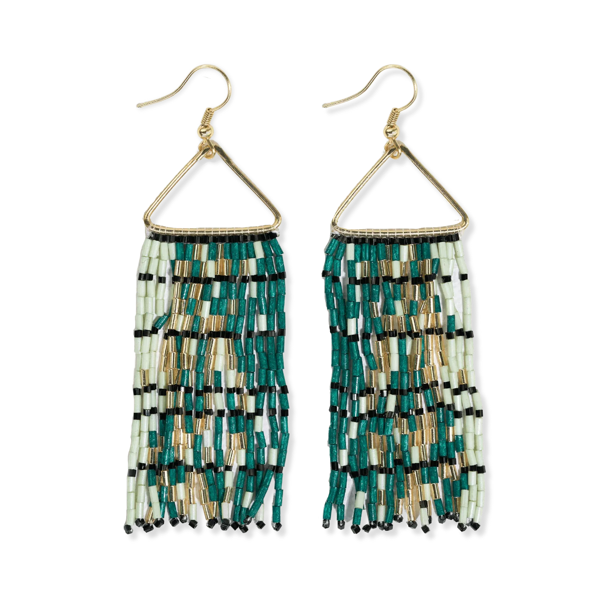 Patricia Mixed Luxe Bead Gradient Fringe Earrings Emerald