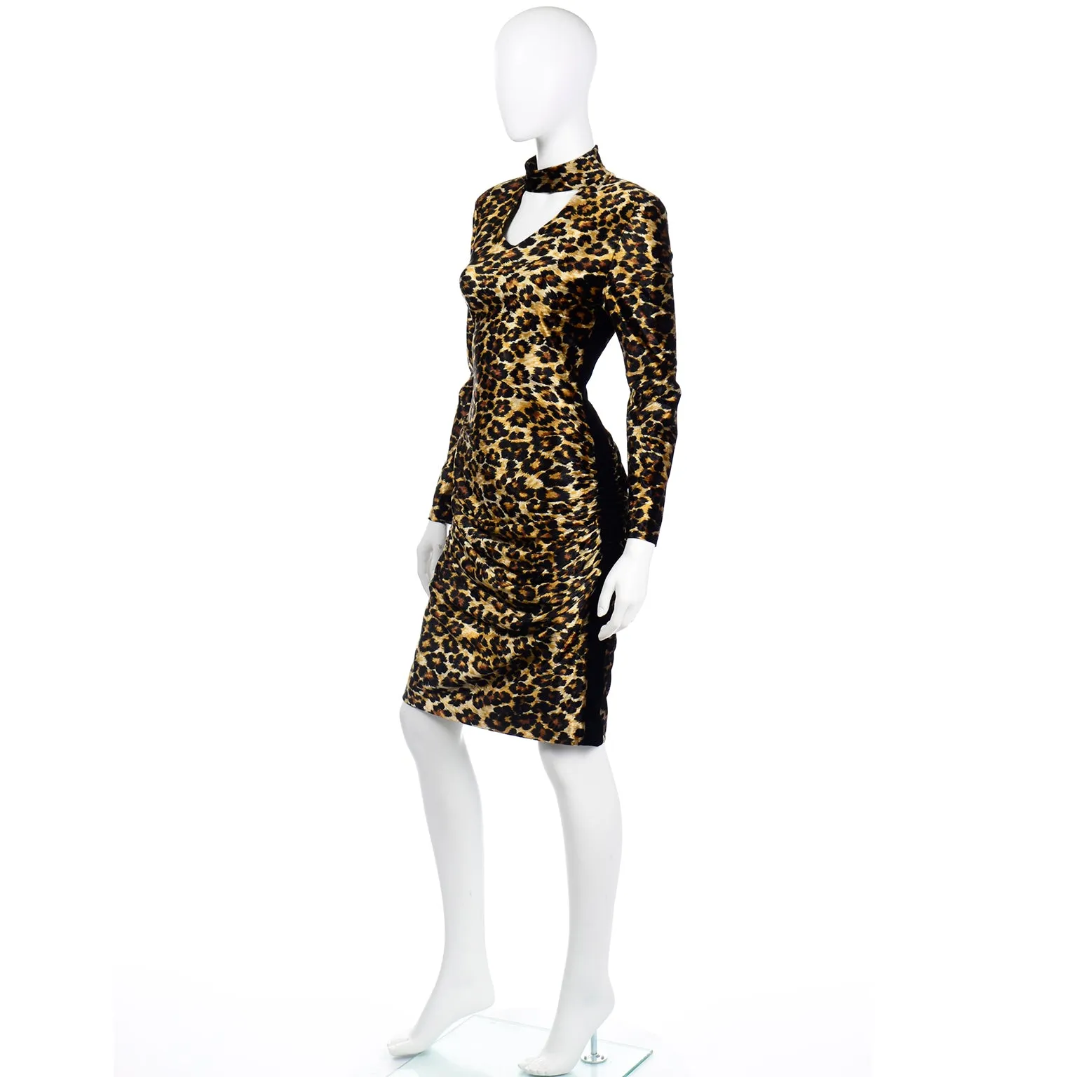 Patrick Kelly F/W 1989 Leopard Print Keyhole Bodycon Vintage Dress