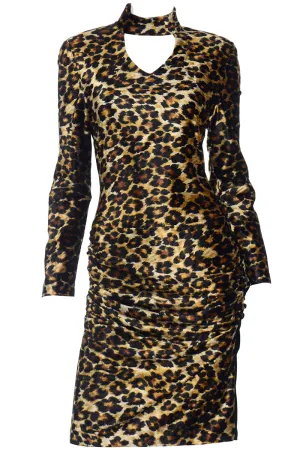 Patrick Kelly F/W 1989 Leopard Print Keyhole Bodycon Vintage Dress