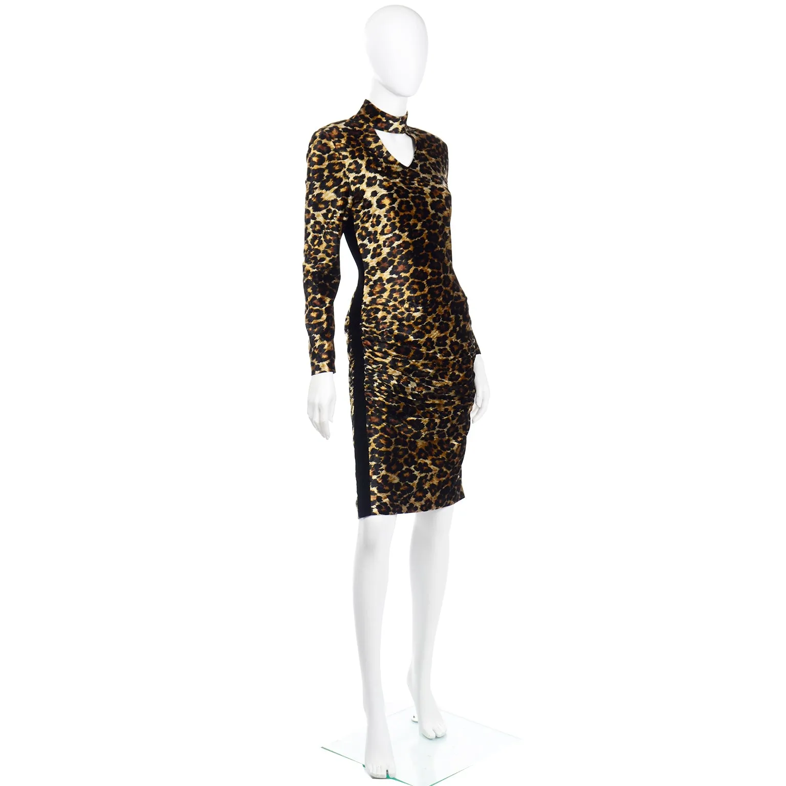 Patrick Kelly F/W 1989 Leopard Print Keyhole Bodycon Vintage Dress