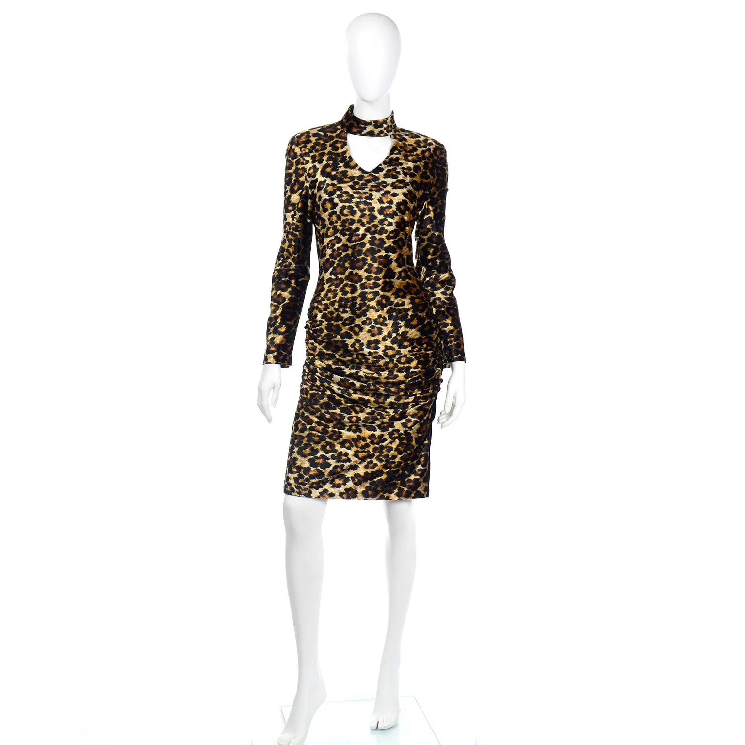 Patrick Kelly F/W 1989 Leopard Print Keyhole Bodycon Vintage Dress