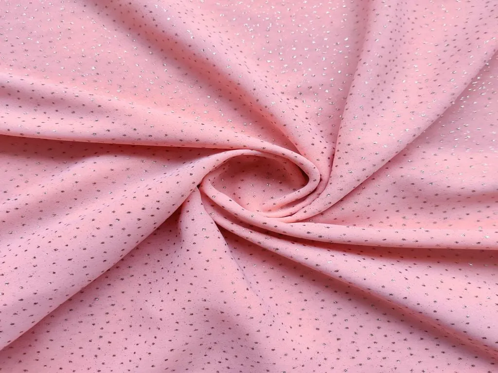 Peach Self Shimmer Plain Georgette Fabric