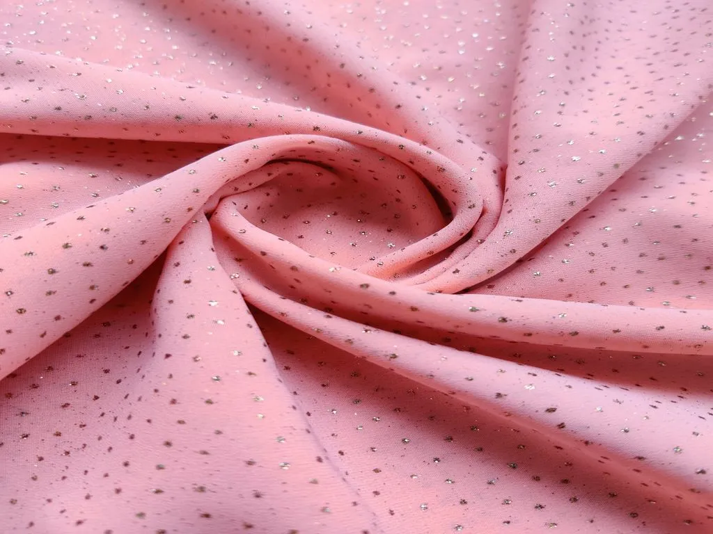 Peach Self Shimmer Plain Georgette Fabric