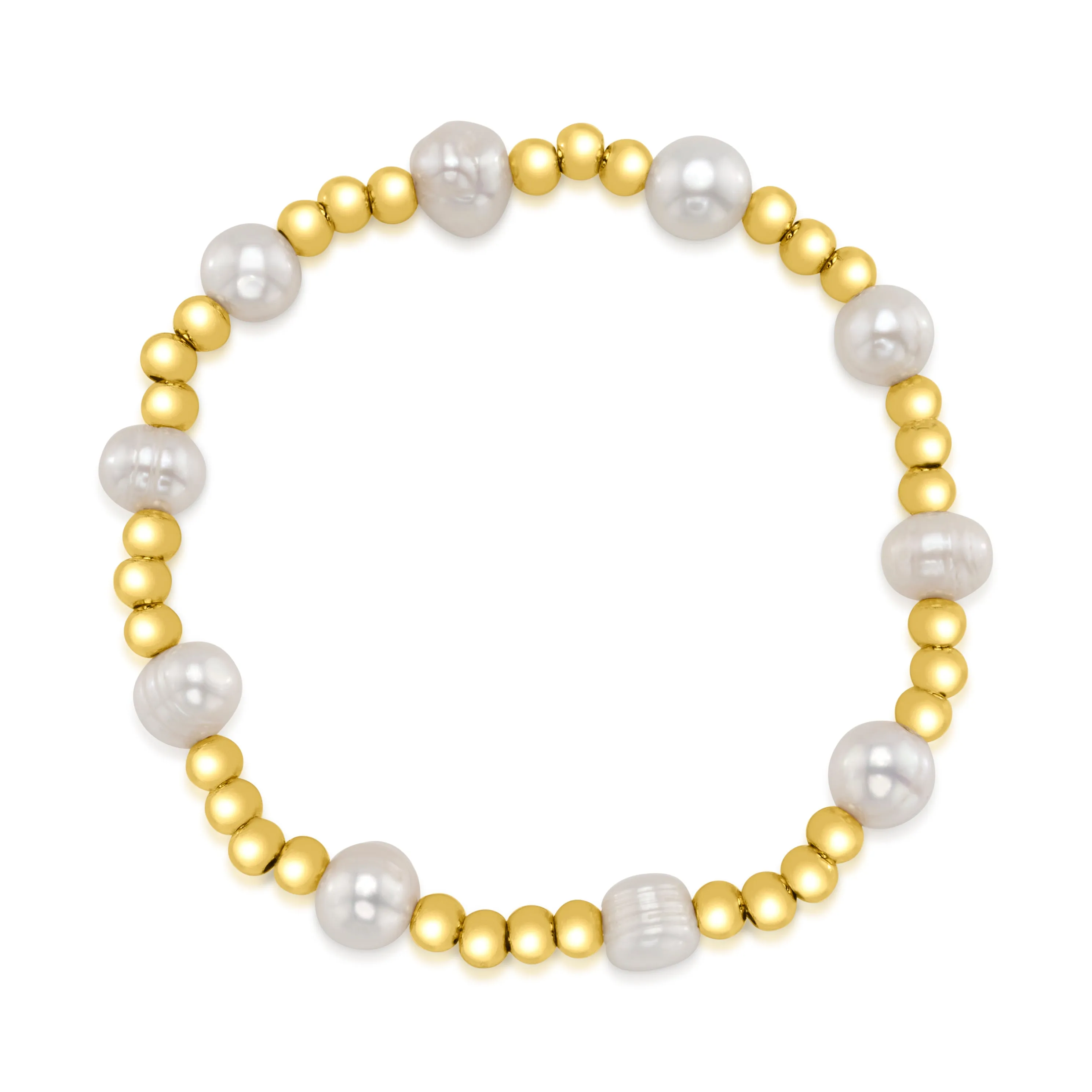 PEARL STATION BEADED BRACELET, GOLD