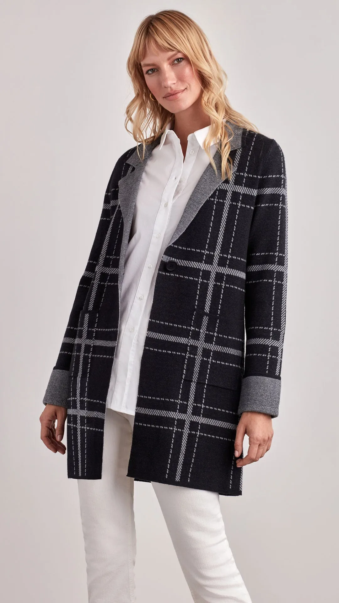 PLAID CARDIGAN SWEATER