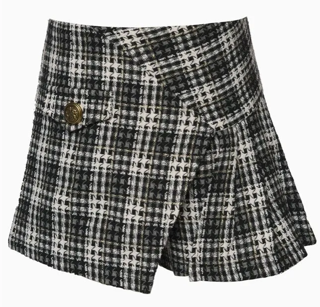 Plaid Tweed Skort