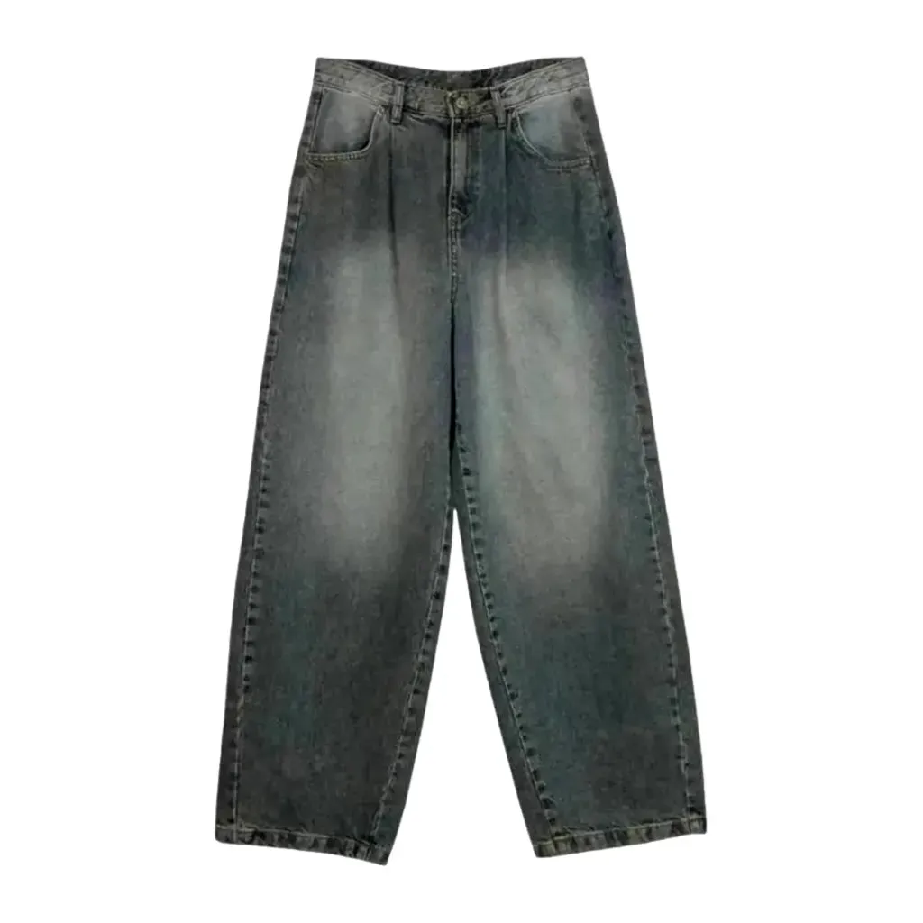 Pleated waistline baggy jeans for men