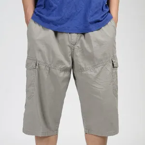 Plus Size Multi-pocket Solid Color Loose Fit Casual Cotton Cargo Shorts for Men