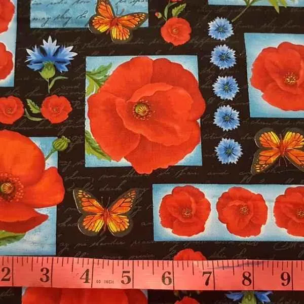 Poppy Fabric, Rare Poppy Fabric,  Hi Fashion Fabrics