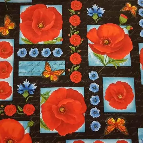 Poppy Fabric, Rare Poppy Fabric,  Hi Fashion Fabrics