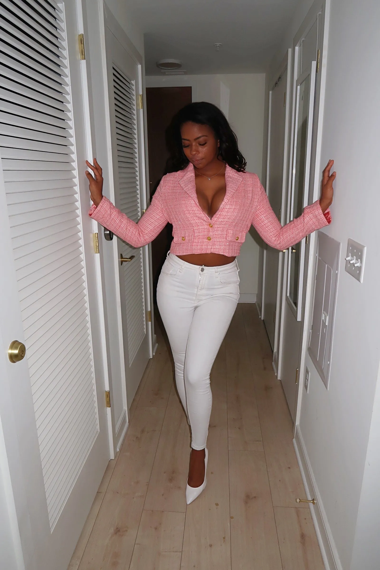 Portia Tweed Blazer | Pink